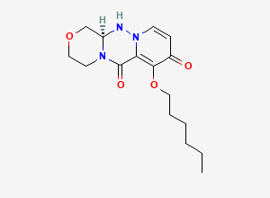 Two-dimensional chemical structure of (R)-7-(Hexyloxy)-3,4,12,12a-tetrahydro-1H-[1,4]oxazino[3,4-c]pyrido[2,1-f][1,2,4]triazine-6,8-dione