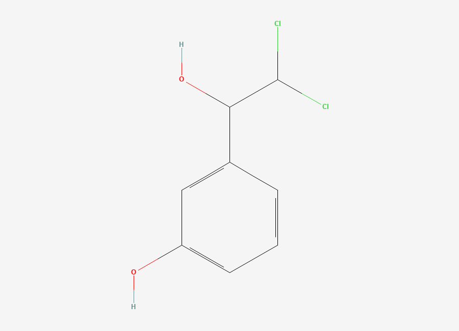 Two-dimensional chemical structure of 3-(2,2-Dichloro-1-hydroxyethyl)phenol, CAS 2384164-93-4