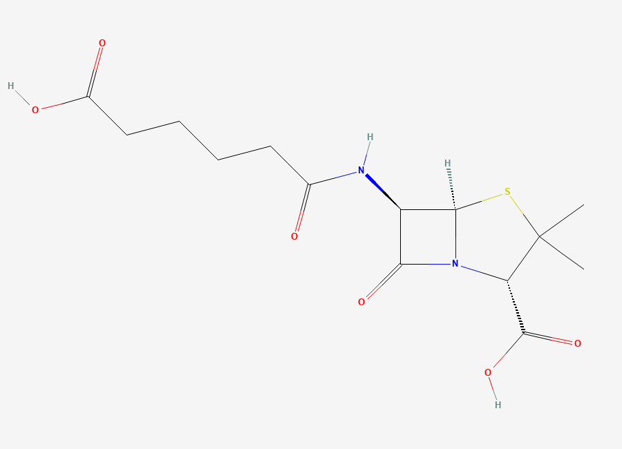 Two-dimensional chemical structure of Adipyl 6-Aminopenicillanic acid, CAS 40175-36-8
