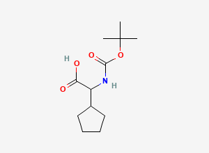 Two-dimensional chemical structure of 2-{[(Tert-butoxy)carbonyl]amino}-2-cyclopentylacetic acid