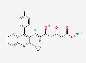 Two-dimensional chemical structure of (5S,6E)-7-[2-Cyclopropyl-4-(4-fluorophenyl)-3-quinolinyl]-5-hydroxy-3-oxo-6-heptenoic Acid (Na Salt)