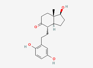 Two-dimensional chemical structure of [1S-(1alpha,3abeta,4beta,7aalpha)]-4-[2-(2,5-Dihydroxyphenyl)ethyl]octahydro-1-hydroxy-7a-methyl-5H-inden-5-one