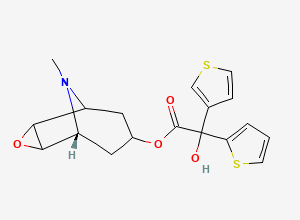 Two-dimensional chemical structure of (α-Hydroxy-α-3-thienyl-2-thiopheneacetic Acid 9-Methyl-3-oxa-9-azatricyclo[3.3.1.02,4]non-7-yl Ester), CAS 783273-13-2