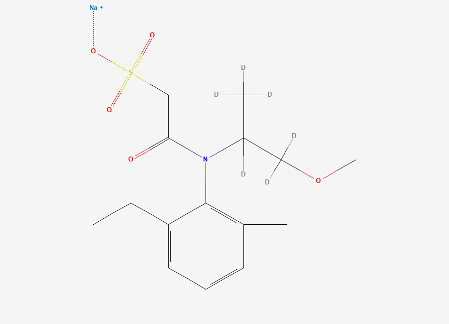 Two-dimensional chemical structure of Metolachlor ESA-D6 Sodium Salt