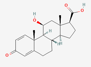 Two-dimensional chemical structure of 11b-Hydroxy-3-oxo-androsta-1,4-diene-17b-carboxylic Acid, CAS 75448-51-0
