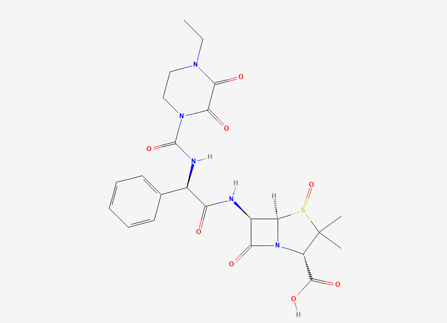 Two-dimensional chemical structure of Piperacillin Sulfoxide Impurity, CAS 67275-27-8