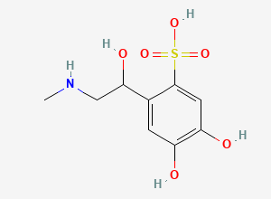 Two-dimensional chemical structure of 4,5-dihydroxy-2-(1-hydroxy-2-(methylamino)ethyl)benzenesulfonic acid