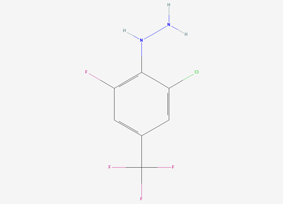 Two-dimensional chemical structure of (2-Chloro-6-fluoro-4-(trifluoromethyl)phenyl)hydrazine