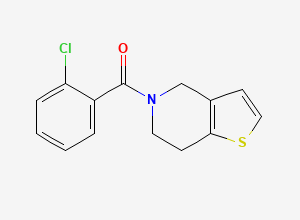 Two-dimensional chemical structure of (2-Chlorophenyl)(6, 7-dihydrothieno[3, 2-c]pyridin-5(4H)-yl)methanone, CAS 68559-48-8