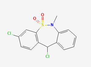 Two-dimensional chemical structure of 3,11-Dichloro-6,11-dihydro-6-methyldibenzo(c,f)(1,2)thiazepine 5,5-dioxide