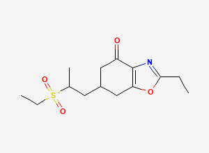 Two-dimensional chemical structure of 6a[2a(Ethanesulfonyl)propyl]a2aethyla4,5,6,7atetrahydroa1,3abenzoxazola4aone