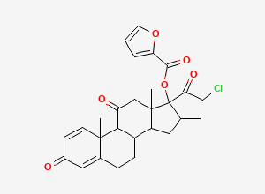 Two-dimensional chemical structure of [17-(2-Chloroacetyl)-10,13,16-trimethyl-3,11-dioxo-6,7,8,9,12,14,15,16-octahydrocyclopenta[a]phenanthren-17-yl] furan-2-carboxylate