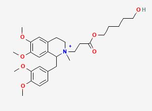 Two-dimensional chemical structure of 2-(9-Hydroxy-3-oxo-4-oxanonyl)-2-methyl-1,2,3,4-tetrahydropapaverinium Benzenesulfonate