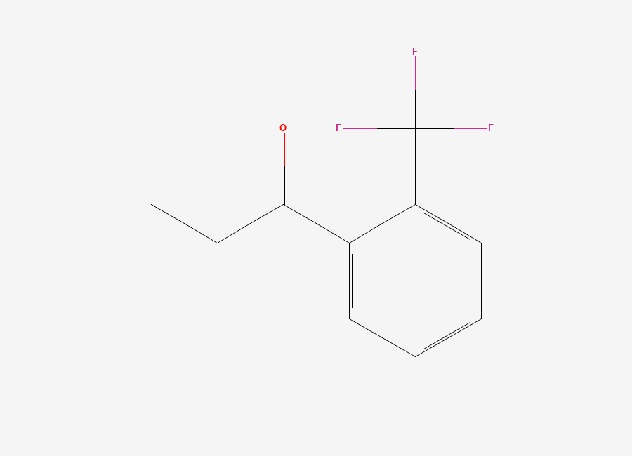 Two-dimensional chemical structure of 1-(2-(trifluoromethyl)phenyl)propan-1-one, CAS 16185-96-9