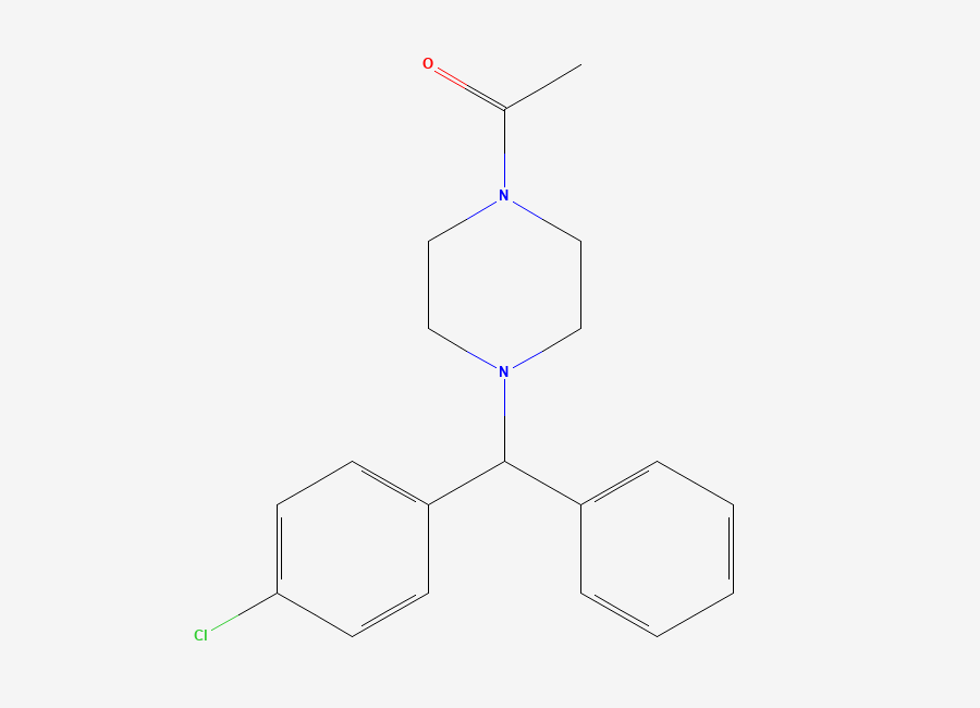 Two-dimensional chemical structure of Acetyl 4-Chloro Benzhydryl Piperazine, CAS 802859-64-9