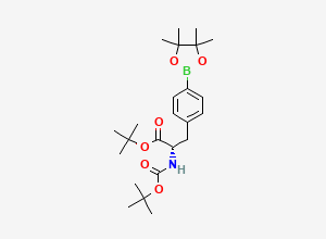 Two-dimensional chemical structure of (S)-tert-butyl 2-((tert-butoxycarbonyl)amino)-3-(4-(4,4,5,5-tetramethyl-1,3,2-dioxaborolan-2-yl)phenyl)propanoate