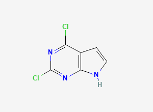 Two-dimensional chemical structure of 2,4-Dichloro-7H-pyrrolo[2,3-d]pyrimidine, CAS 90213-66-4