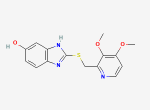 Two-dimensional chemical structure of 2-[(3,4-dimethoxy-2-pyridinyl)methylsulfanyl]-3H-benzimidazol-5-ol, CAS 1166386-02-2