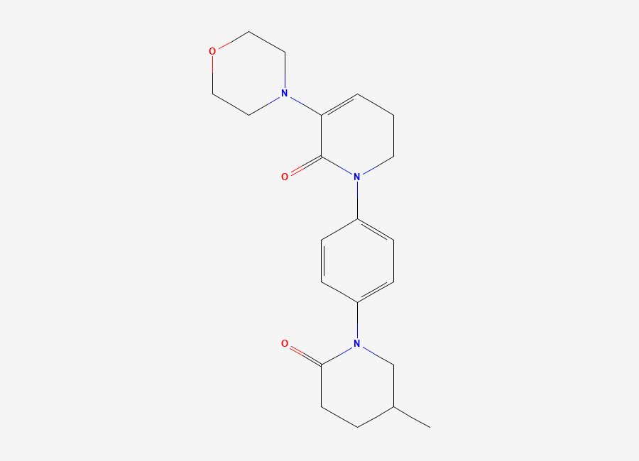 Two-dimensional chemical structure of 1-(4-(5-methyl-2-oxopiperidin-1-yl)phenyl)-3-morpholino-5,6-dihydropyridin-2(1H)-one, CAS 1686149-78-9