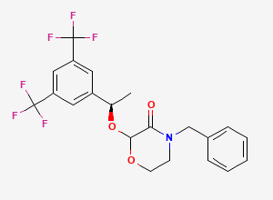 Two-dimensional chemical structure of 4-benzyl-2-[(1R)-1-[3,5-bis(trifluoromethyl)phenyl]ethoxy]morpholin-3-one
