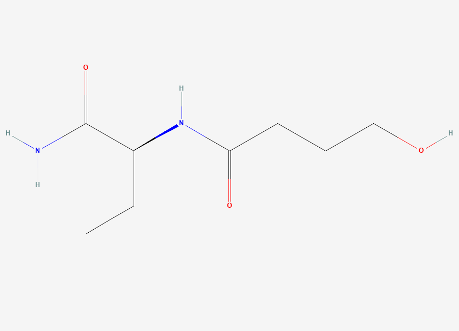 Two-dimensional chemical structure of (S)-N-(1-Amino-1-oxobutan-2-yl)-4-hydroxybutanamide, CAS 1868118-63-1