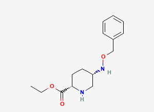Two-dimensional chemical structure of Ethyl (2S,5S)-5-((benzyloxy)amino)piperidine-2-carboxylate, CAS 2085372-13-8