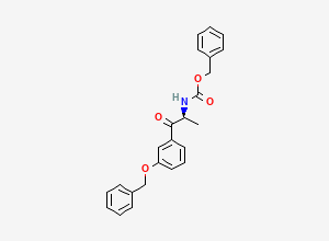 Two-dimensional chemical structure of benzyl N-[(2S)-1-oxo-1-(3-phenylmethoxyphenyl)propan-2-yl]carbamate, CAS 2151127-61-4