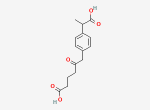 Two-dimensional chemical structure of 4-(1-Carboxyethyl)-δ-oxo-benzenehexanoic Acid, CAS 1091621-61-2