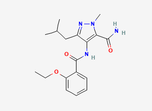 Two-dimensional chemical structure of 4-(2-Ethoxybenzamido)-3-isobutyl-1-methyl-1H-pyrazole-5-carboxamide, CAS 1467610-62-3