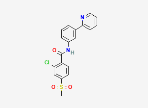 Two-dimensional chemical structure of 2-Chloro-4-(methylsulfonyl)-N-(3-(pyridin-2-yl)phenyl)benzamide, CAS 2117637-61-1