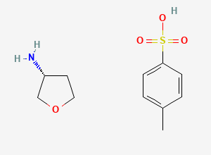 Two-dimensional chemical structure of 4-Methylbenzene-1-sulfonic acid--(3R)-oxolan-3-amine (1/1)