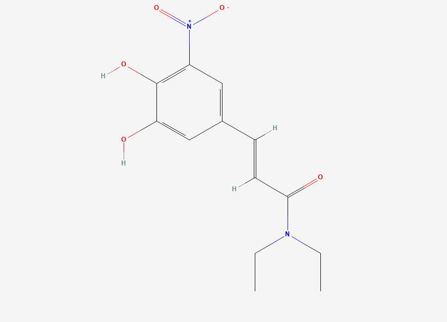 Two-dimensional chemical structure of (E)-3-(3,4-dihydroxy-5-nitrophenyl)-N,N-diethylprop-2-enamide