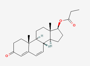 Two-dimensional chemical structure of Testosterone Propionate EP Impurity E/ 17β-Hydroxyandrosta-4,6-dien-3-one propionate, CAS 25862-97-9
