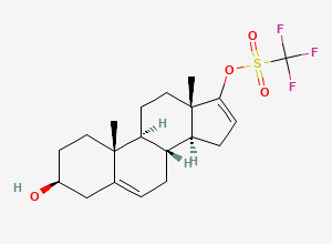Two-dimensional chemical structure of Abiraterone Related Compound 2 (Prasterone Triflate), CAS 124643-35-2