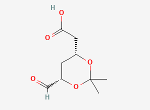 Two-dimensional chemical structure of 2-[(4R,6S)-6-formyl-2,2-dimethyl-1,3-dioxan-4-yl]acetic acid