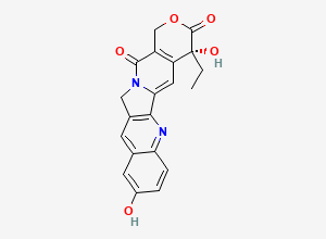 Two-dimensional chemical structure of (19R)-19-Ethyl-7,19-dihydroxy-17-oxa-3,13-diazapentacyclo[11.8.0.02,11.04,9.015,20]henicosa-1(21),2(11),3,5,7,9,15(20)-heptaene-14,18-dione