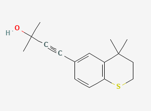 Two-dimensional chemical structure of 4-(4,4-dimethylthiochroman-6-yl)-2-methylbut-3-yn-2-ol, CAS 3026553-74-9