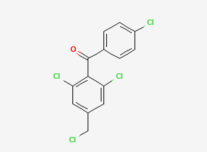 Two-dimensional chemical structure of (4-chlorophenyl)(2,6-dichloro-4-(chloromethyl)phenyl)methanone, CAS 203202-66-8