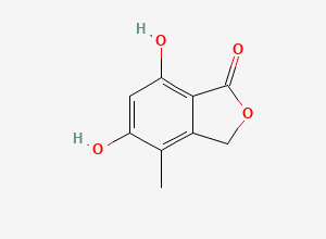Two-dimensional chemical structure of 5,7-Dihydroxy-4-Methylphthalide, CAS 27979-57-3