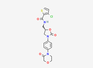 Two-dimensional chemical structure of 2-Thiophenecarboxamide, 3-chloro-N-[[(5S)-2-oxo-3-[4-(3-oxo-4-morpholinyl)phenyl]-5-oxazolidinyl]methyl]-