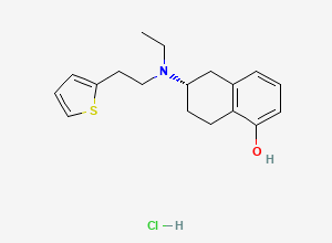 Two-dimensional chemical structure of (6S)-6-[Ethyl[2-(2-thienyl)ethyl]amino]-5,6,7,8-tetrahydro-1-naphthaleno Hydrochloride