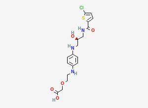 Two-dimensional chemical structure of (R)-2-(2-((4-((3-(5-Chlorothiophene-2-carboxamido)-2-hydroxypropyl)amino)phenyl)amino)ethoxy)acetic Acid