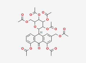 Two-dimensional chemical structure of Diacerein EP Impurity F /Heptaacetyl Aloin, CAS 13928-72-8