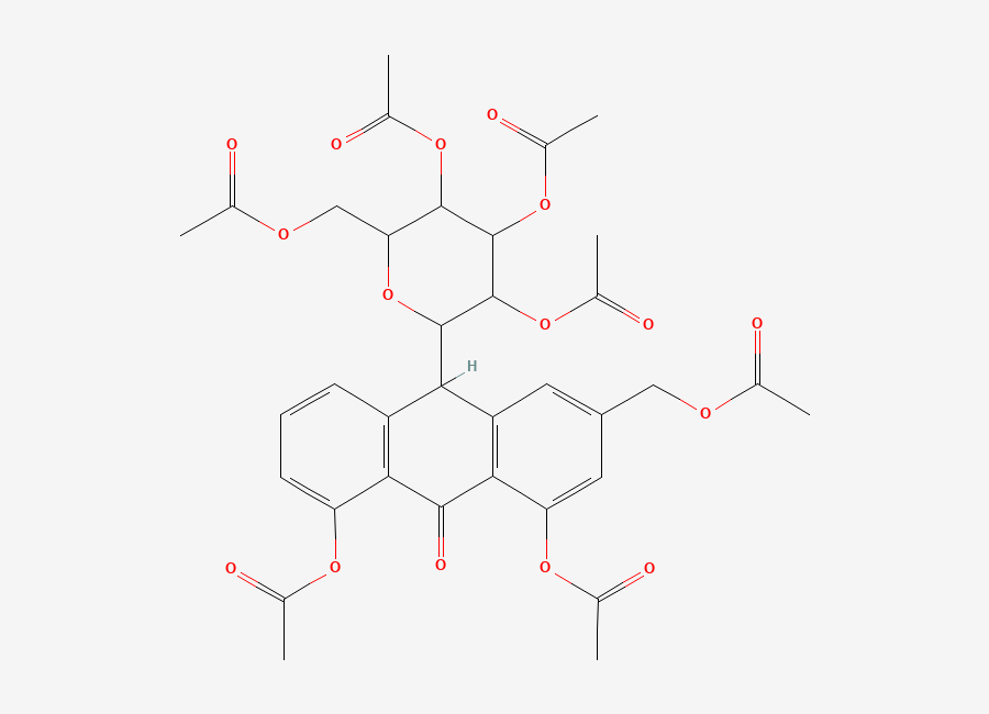 Two-dimensional chemical structure of Diacerein EP Impurity F /Heptaacetyl Aloin, CAS 13928-72-8