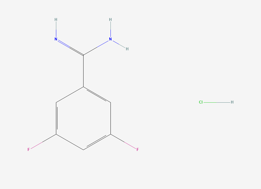 Two-dimensional chemical structure of 3,5-Difluorobenzene-1-carboximidamide hydrochloride