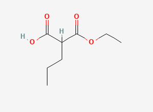 Two-dimensional chemical structure of 2-ethoxycarbonylpentanoic acid, CAS 2985-35-5