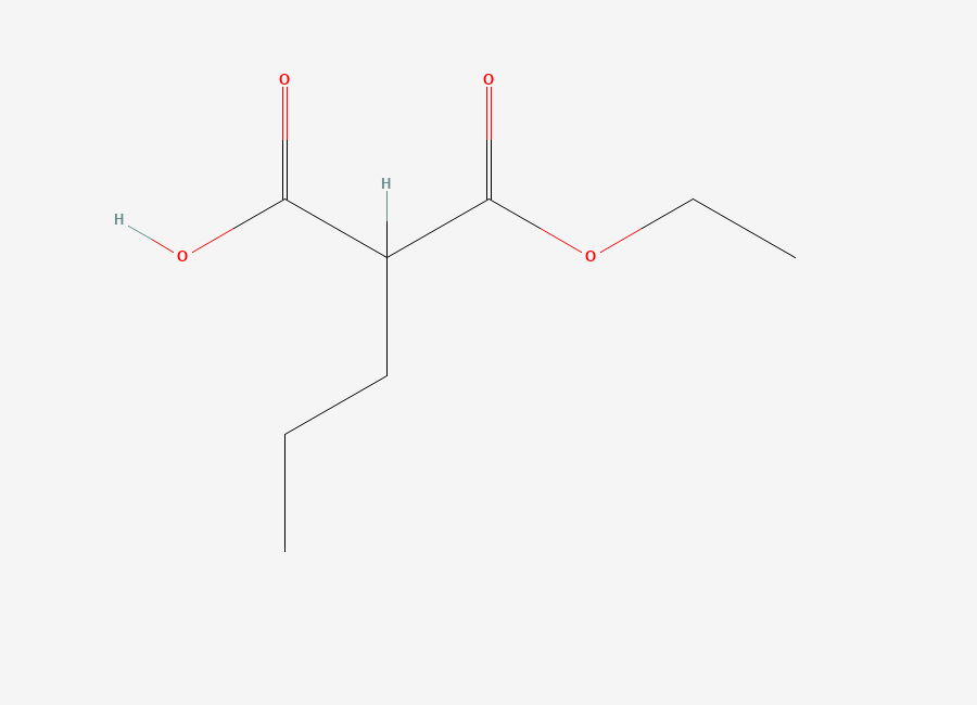 Two-dimensional chemical structure of 2-ethoxycarbonylpentanoic acid, CAS 2985-35-5