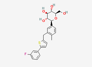 Two-dimensional chemical structure of D-Glucitol, 1,5-anhydro-1-C-[3-[[5-(3-fluorophenyl)-2-thienyl]methyl]-4-methylphenyl]-, (1S)-