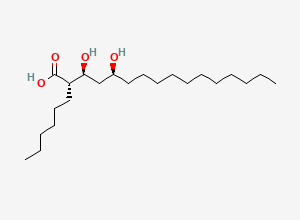 Two-dimensional chemical structure of (2S,3S,5S)-2-Hexyl-3,5-dihydroxyhexadecanoic acid