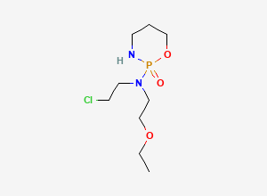Two-dimensional chemical structure of N-(2-chloroethyl)-N-(2-ethoxyethyl)-2-oxo-1,3,2lambda5-oxazaphosphinan-2-amine, CAS 2387771-96-0